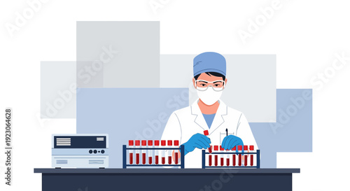 Scientist Performing Medical Tests in Laboratory with Blood Samples