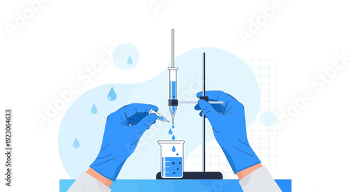 Scientist Performing Titration in Laboratory, Chemistry Experiment