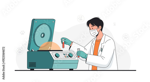 Scientist Preparing Blood Sample in Centrifuge Machine for Laboratory Testing