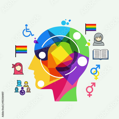 Diverse Human Head Illustration Representing Social Issues and Equality