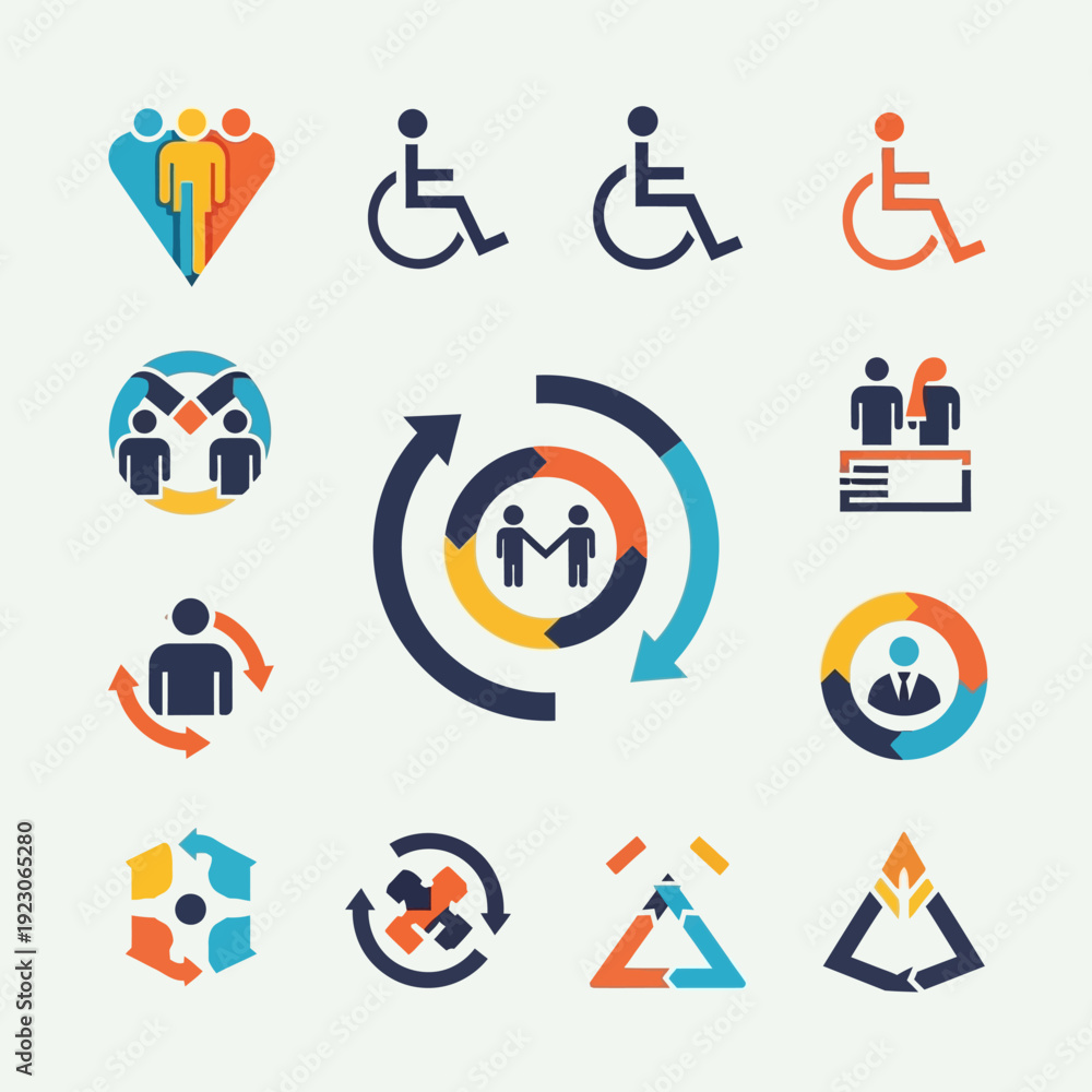 Fototapeta premium Diverse People Icons Representing Inclusion and Accessibility in Modern Design