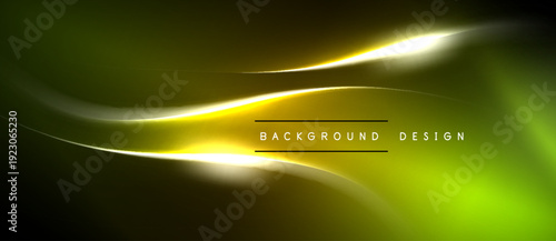 Abstract neon glow, vibrant yellowgreen hues. Smooth curves create dynamic light effect. Dark background emphasizes luminosity. Design elements suggest modern aesthetic.