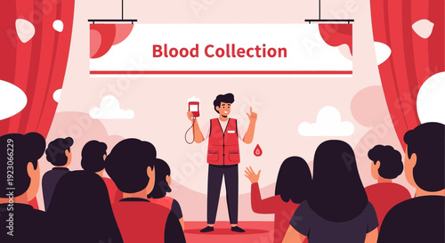Blood Collection Event: Donor Giving Blood with Medical Staff Present