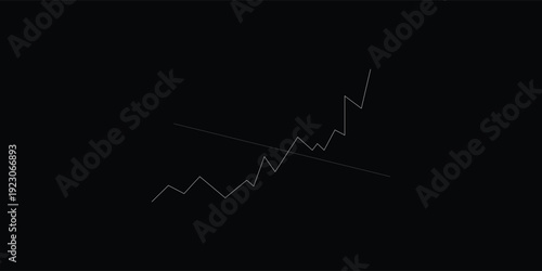 Abstract line graph showing an upward trend with a diagonal line on a dark background.