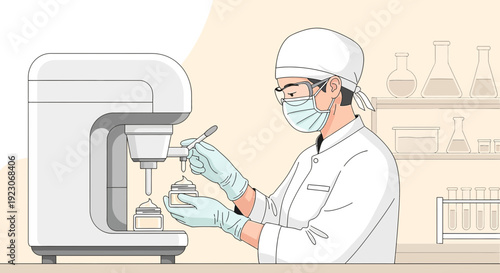 Scientist in Lab Coat Working with Medical Equipment