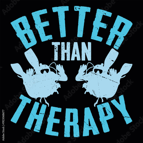 Foto Better Than Therapy Funny Adventure Ocean Lover Vintage Scuba Diving T-shirt Des