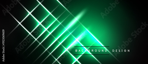 Dark backdrop features bright green lines forming grid pattern. Modern design element, suitable for digital projects.
