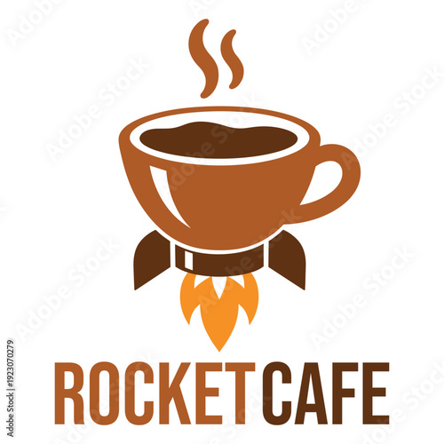 rocket cafe flat minimalist logo design