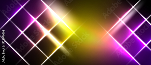Bright neon grid pattern. Vivid colors blend, creating dynamic light effects. Dark background emphasizes luminosity.