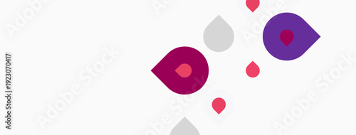 Abstract shapes, varying sizes, purple hues dominate. Minimalist design, clean background, modern aesthetic. Simple geometry, playful composition.