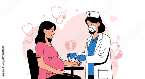 Pregnant Woman Receives Medical Treatment from Nurse