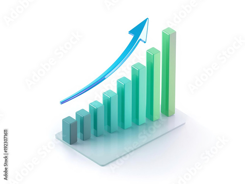 3D green business growth chart rising upward trend Free Download 3D green business growth chart rising upward trend - GFXLoad