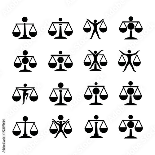 Set of Scales of Justice Icons.