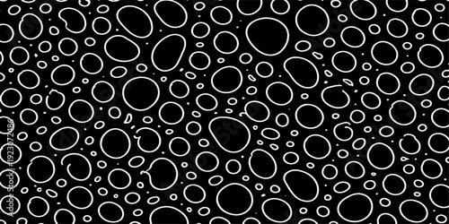 Seamless vector wallpaper design featuring abstract binary code textures blended with circular bubble patterns and vintage floral ornaments on a light decorative backdrop