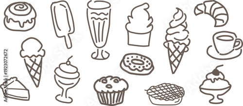 Hand Drawn Dessert Sweet Food Doodles Collection