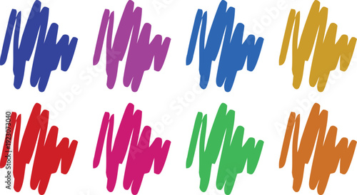 A colorful illustration of six dog heads in different colored outlines