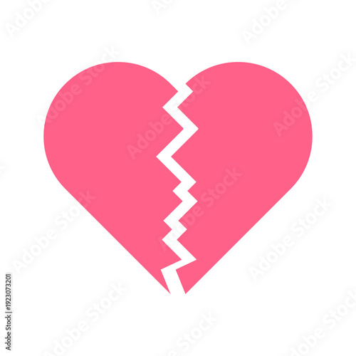 Broken pink heart symbol representing heartbreak, sadness, separation, and lost love for relationships