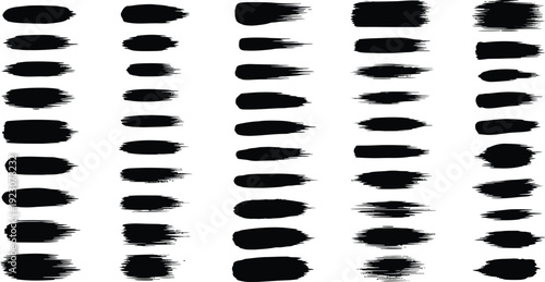 A collection of black brush strokes on a white background used for artistic expression and design purposes