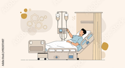 Patient Receiving IV Drip Treatment in Hospital Bed