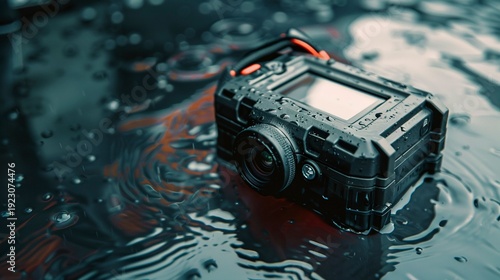 A photo of an action camera on a waterproof