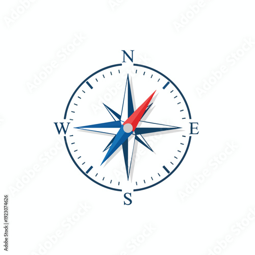 Modern Compass Rose Illustration for Navigation and Outdoor Activities