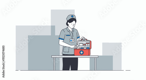 Nurse with Medical Kit, Healthcare Professional, Medicine Cabinet, Hospital Supplies