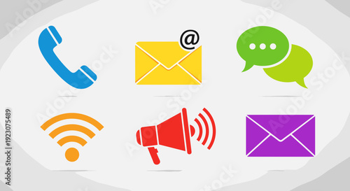 Colorful communication icons for web and mobile applications use