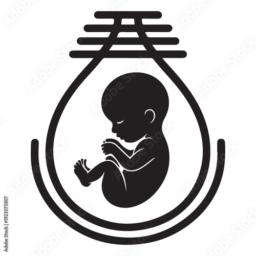 Baby fetus silhouette icon vector illustration embryonic development concept pregnancy symbol maternal health design unborn child life beginning logo human growth stages art creative graphic