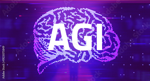 Artificial General Intelligence AGI Concept with Radiating Digital Network and Futuristic Data Visualization