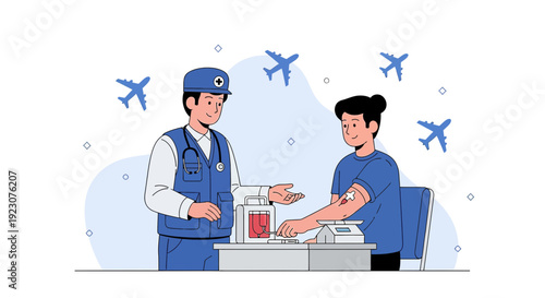 Doctor Administering Blood Test or Vaccination for Travel
