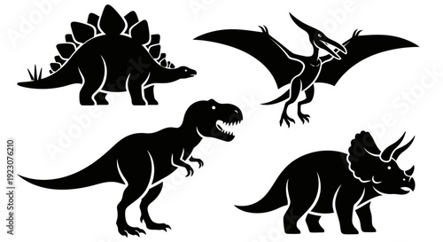 Dinosaur Silhouettes Vector Set: Prehistoric Animals Collection for Design and Education