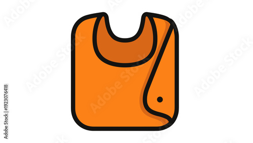 Orange baby bib icon with black outline