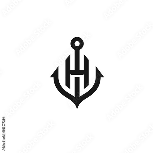 Abstract Letter H Anchor Logo Design Vector Icon