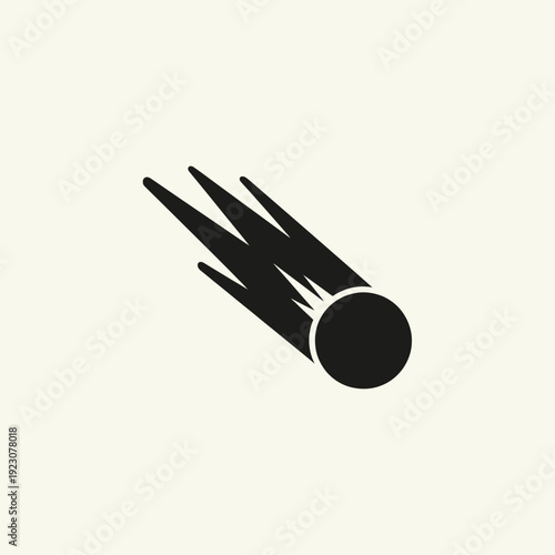 Black comet icon on a light background.