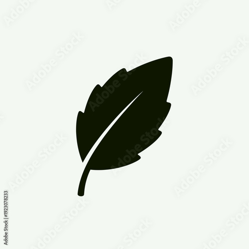 Black Silhouette of a Single Leaf.