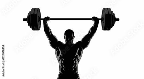Muscular Man Lifting Heavy Weight.