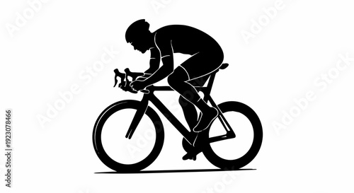Silhouette of a Cyclist Riding a Bike in a Race.