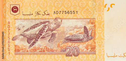 Canvas Print Malaysian cash banknote currency consists of banknotes of twenty ringgit denomin