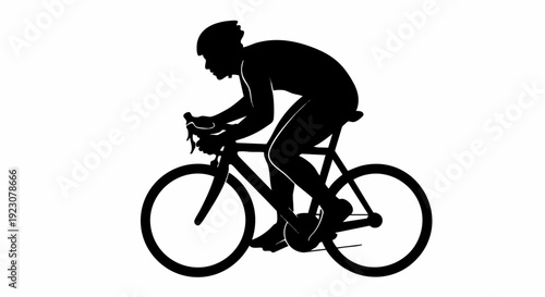 Silhouette of cyclist riding road bicycle.