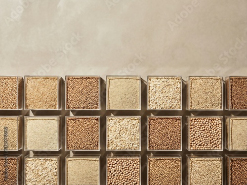 Unlabeled Bulk Bins Filled with Various Grains in Grocery Store