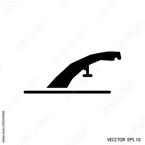 Black silhouette of a ramp for a wheelchair.