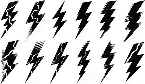 Bold Thunder Lightning Vector Brush Pack – Intense Electric Energy Strikes for Dynamic Artwork and Effects