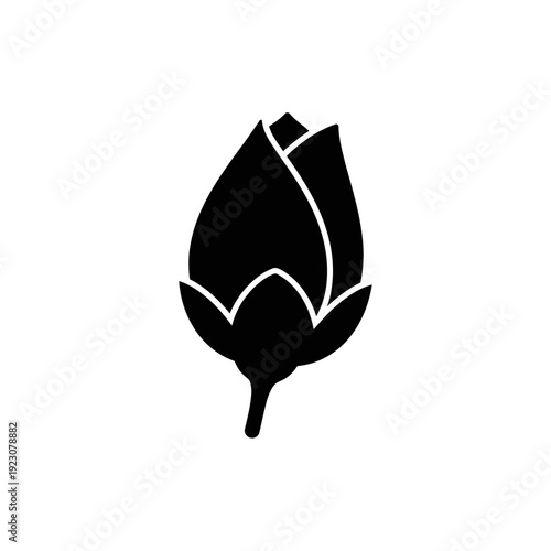 Black silhouette of a rose bud.