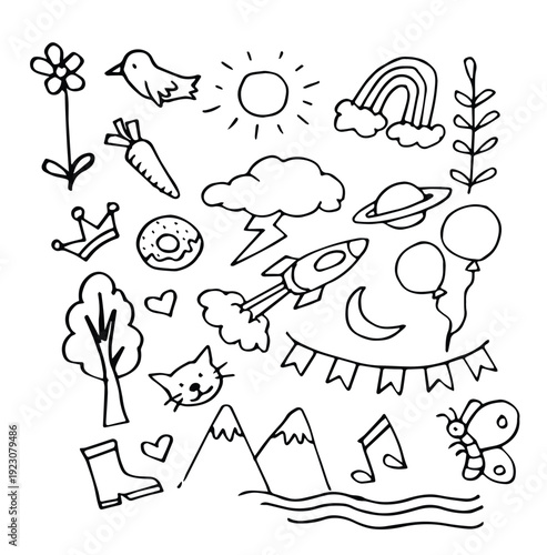 hand drawn scribble element in doodle style 