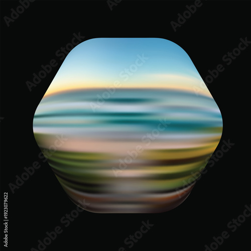 Abstract Blurred Hexagonal Landscape Icon with Soft Motion Trails