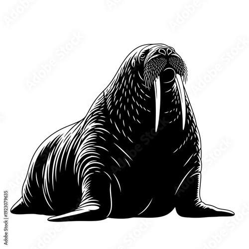 Illustration of a Walrus with tusks 1.