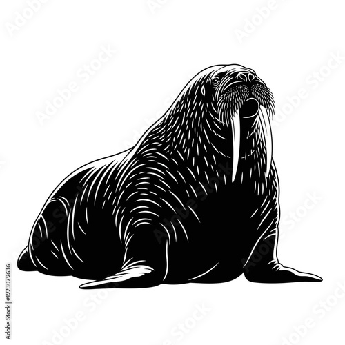 Illustration of a Walrus with tusks.