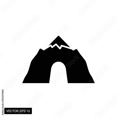 Mountain Archway Silhouette Icon.