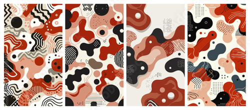 Wallpaper Mural Modern abstract organic shapes in terracotta and black. Minimalist Japanese style pattern for aesthetic backgrounds Torontodigital.ca