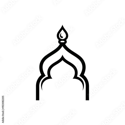 Islamic architectural element design with pointed arch and finial.